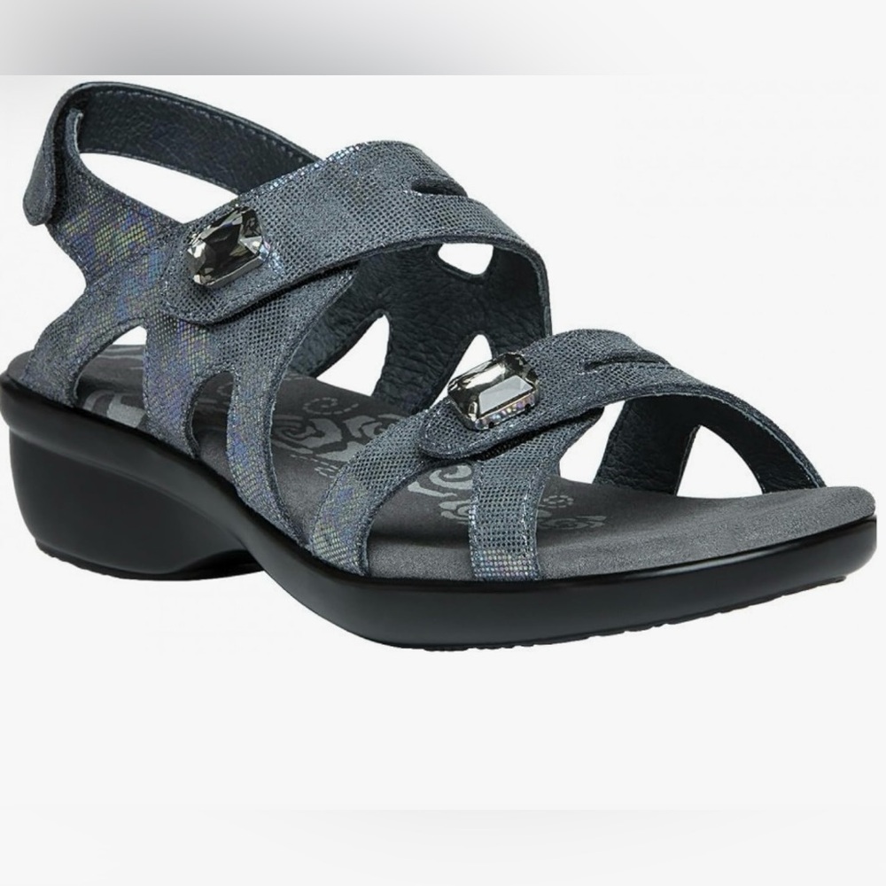 Propet Womens Cheryl Foil Charcoal Sandals 8.5
